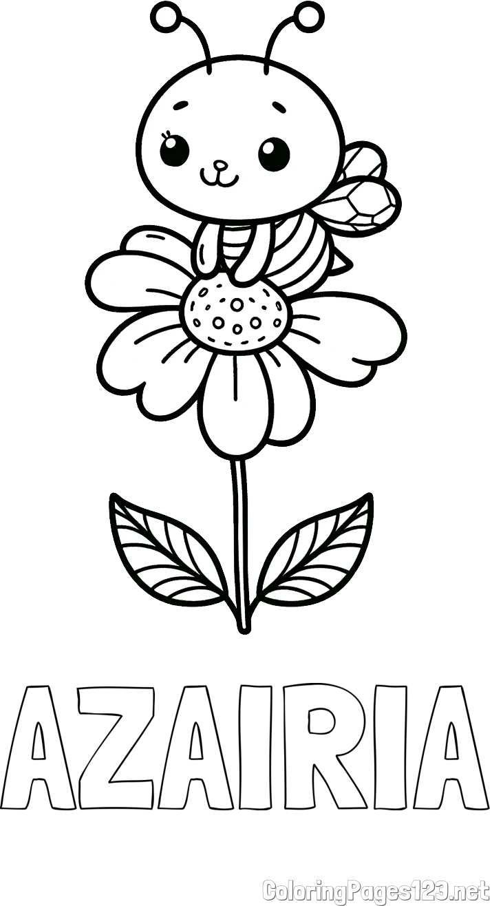 AZAIRIA Coloring Page and Coloring Page of a Cute Bee on a Flower