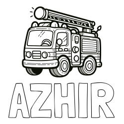 Online Created Coloring Page - AZHIR Coloring Page and Children's Coloring Page of a Simple Fire Truck