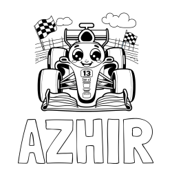 Online Created Coloring Page - AZHIR Coloring Page and Children's Coloring Page of a Smiling Formula One Car