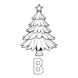 Online Created Coloring Page - B Coloring Page and Christmas Tree with Star Coloring Page