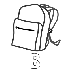 Online Created Coloring Page - B Coloring Page and School Backpack Coloring Page