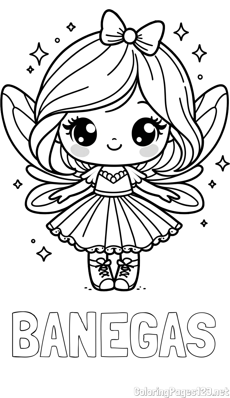 BANEGAS Coloring Page and Coloring Page of a Magical Fairy with a Cute Face