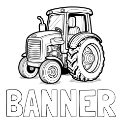 Online Created Coloring Page - BANNER Coloring Page and Tractor Coloring Page - Realistic and Beautiful