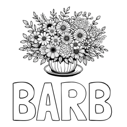 Online Created Coloring Page - BARB Coloring Page and Beautiful Bouquet of Flowers Coloring Page