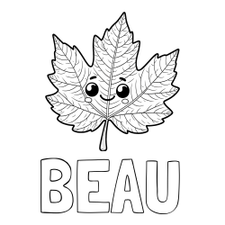 Online Created Coloring Page - BEAU Coloring Page and Smiling Leaf Coloring Page for Kids