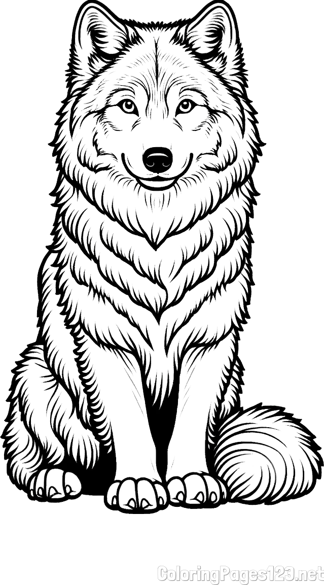 Beautiful Wolf Coloring Page