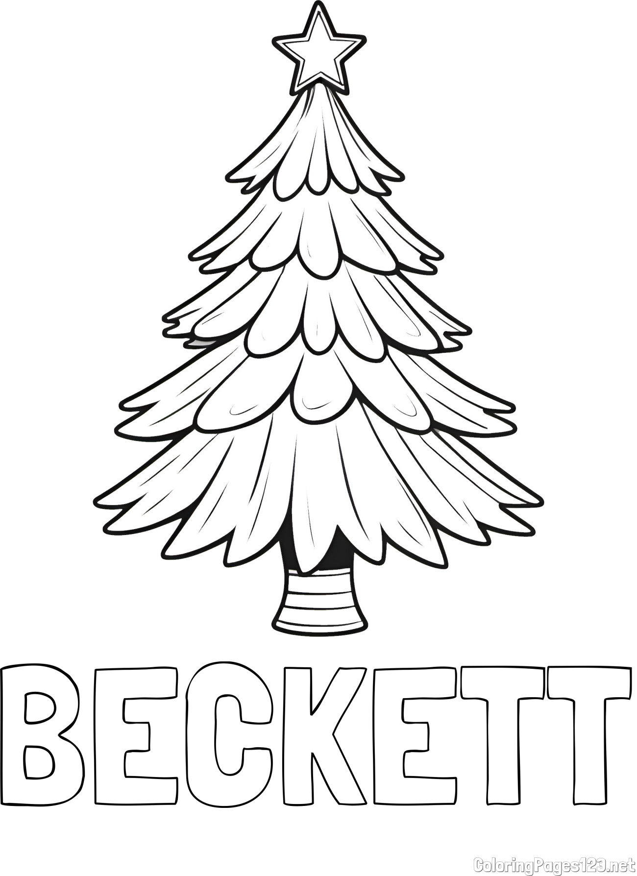 BECKETT Coloring Page and Christmas Tree with Star Coloring Page