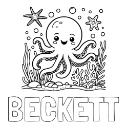 Online Created Coloring Page - BECKETT Coloring Page and Coloring Page of a Cute Octopus in the Ocean