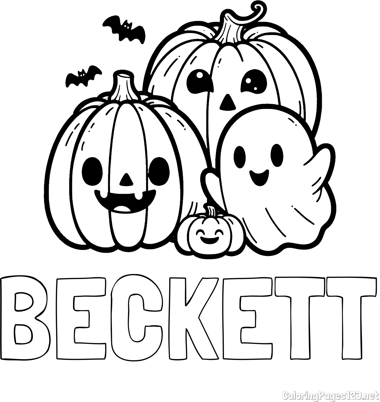 BECKETT Coloring Page and Halloween Pumpkin and Ghost Coloring Page