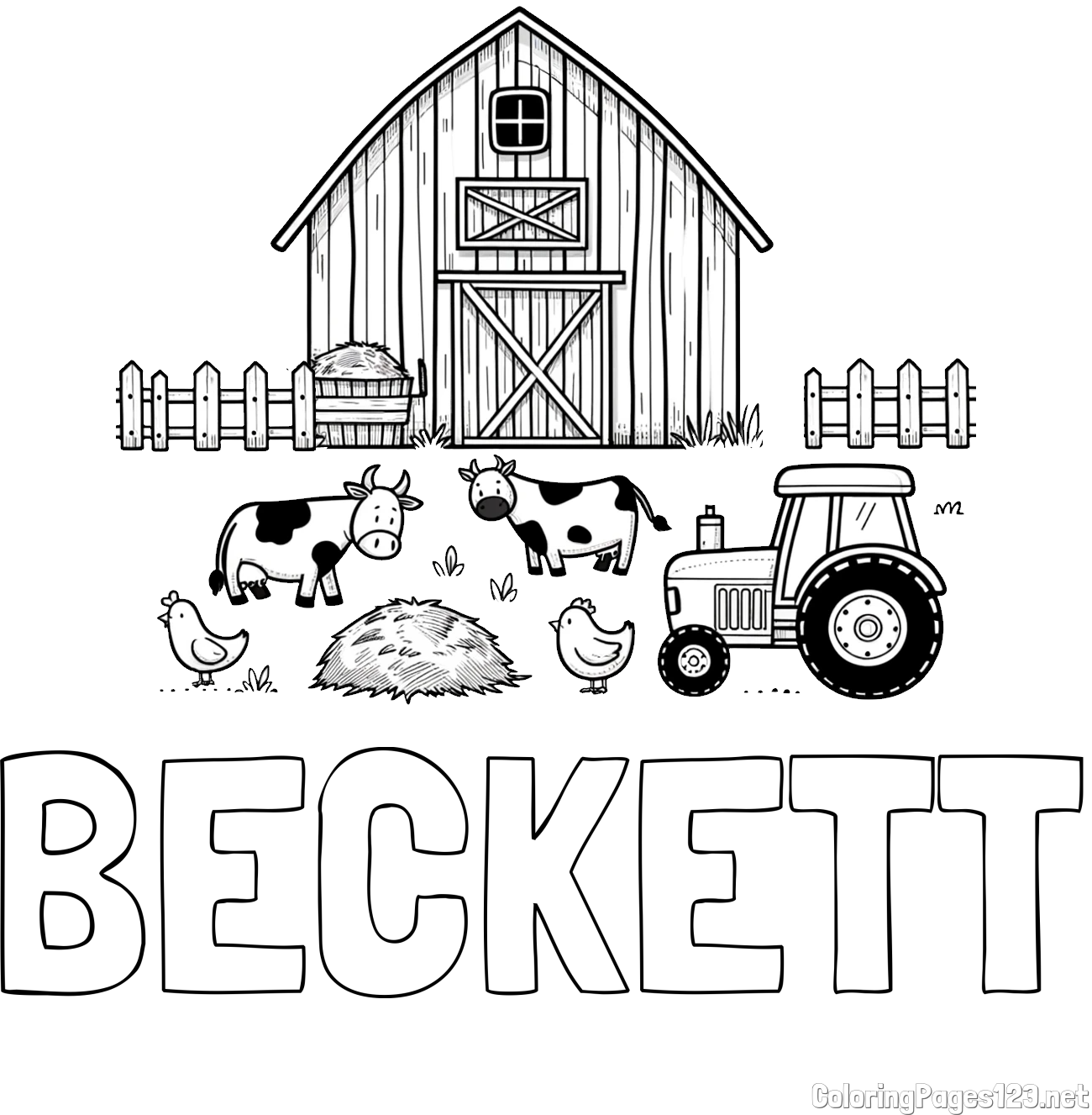 BECKETT Coloring Page and Kids Farm Coloring Page