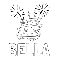 Online Created Coloring Page - BELLA Coloring Page and Birthday Cake Coloring Page