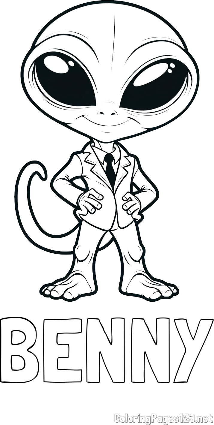 BENNY Coloring Page and Alien Coloring Page