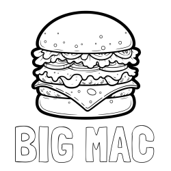 Online Created Coloring Page - BIG MAC Coloring Page and Giant Hamburger Coloring Page