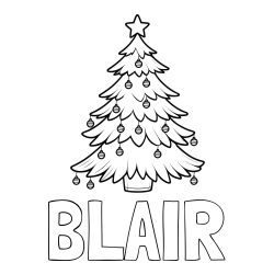 Online Created Coloring Page - BLAIR Coloring Page and Christmas Tree with Star and Ornaments Coloring Page