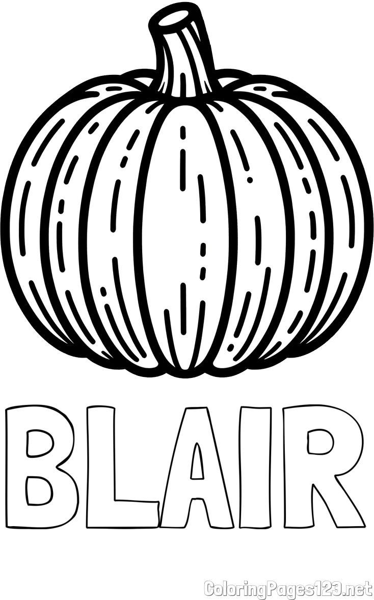BLAIR Coloring Page and Easy Pumpkin Coloring