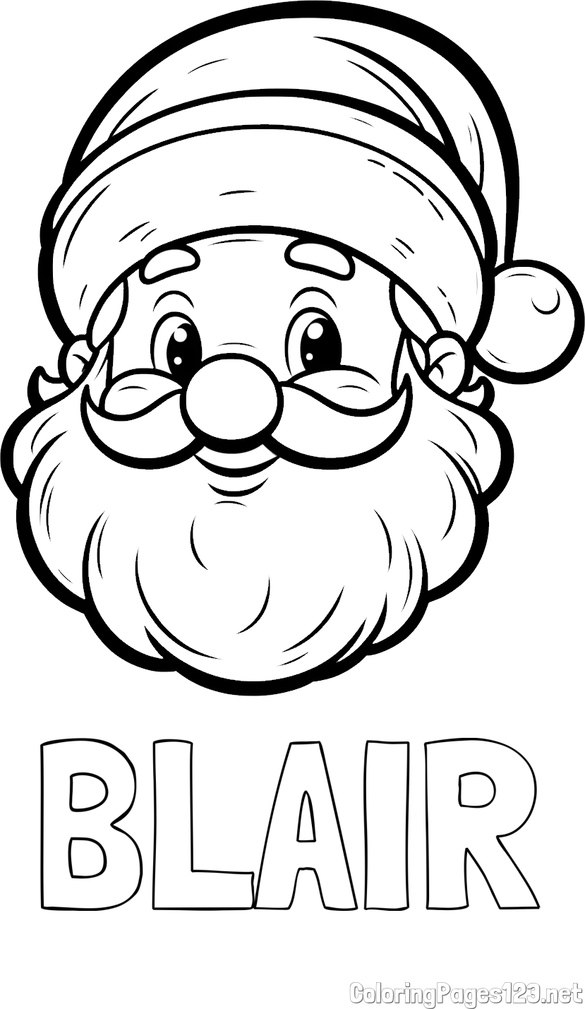 BLAIR Coloring Page and Easy Santa Claus Coloring Page