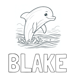 Online Created Coloring Page - BLAKE Coloring Page and Coloring Page of a Smiling Dolphin Jumping