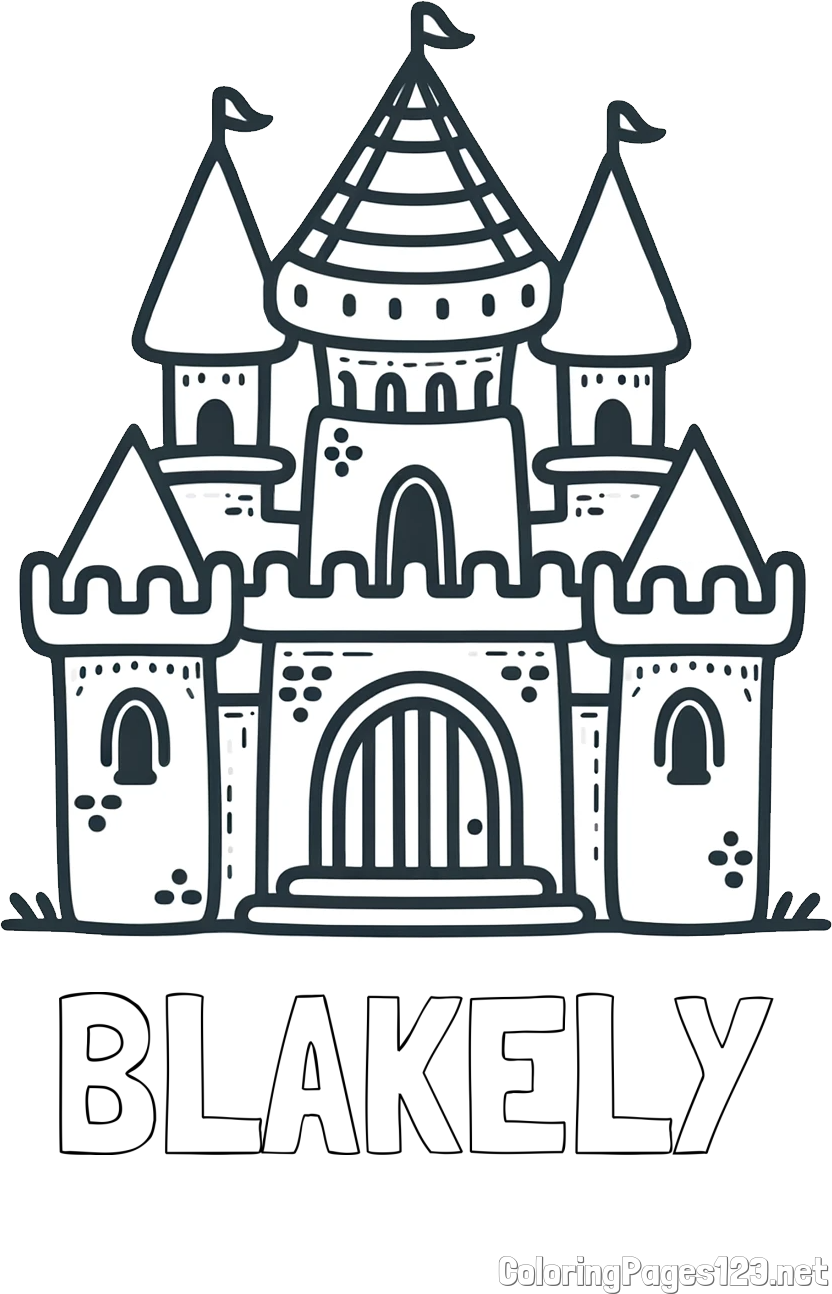 BLAKELY Coloring Page and Beautiful Castle Coloring Page for Kids
