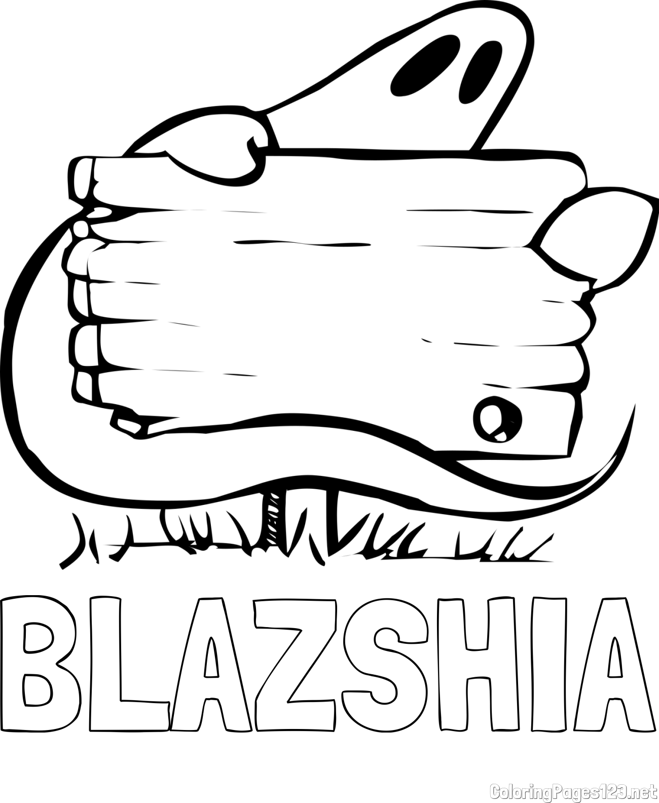 BLAZSHIA Coloring Page and Ghost and Sign Coloring Page for Kids