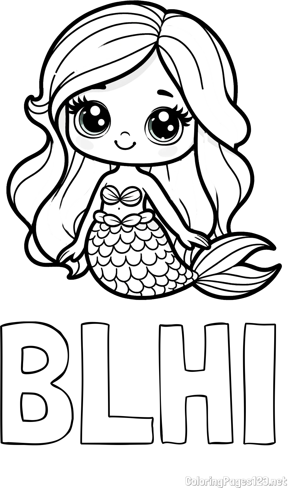 BLHI Coloring Page and Coloring Page of a Very Cute Little Mermaid