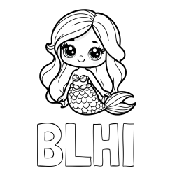 Online Created Coloring Page - BLHI Coloring Page and Coloring Page of a Very Cute Little Mermaid