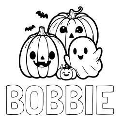 Online Created Coloring Page - BOBBIE Coloring Page and Halloween Pumpkin and Ghost Coloring Page