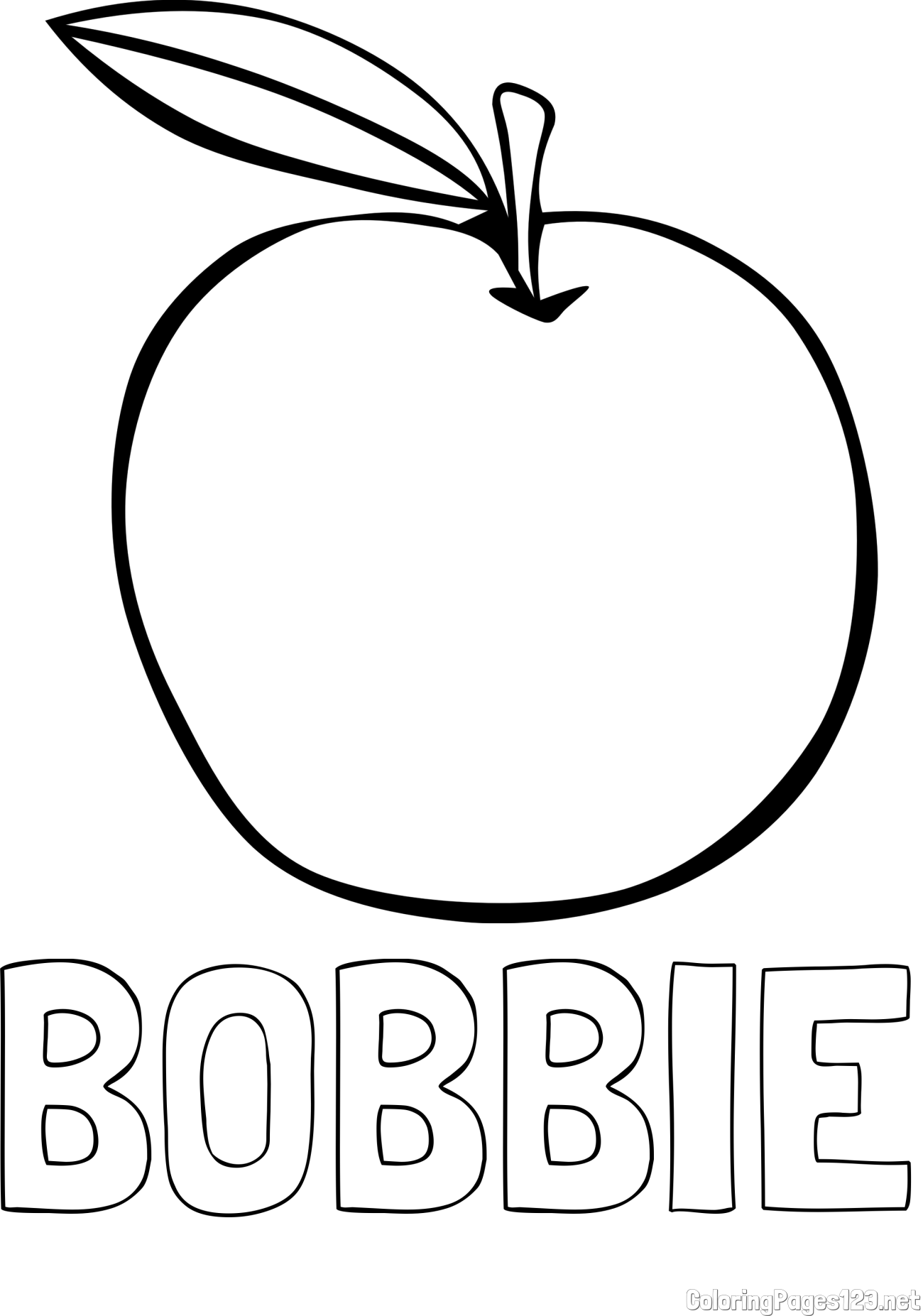 BOBBIE Coloring Page and Simple Apple Coloring Page