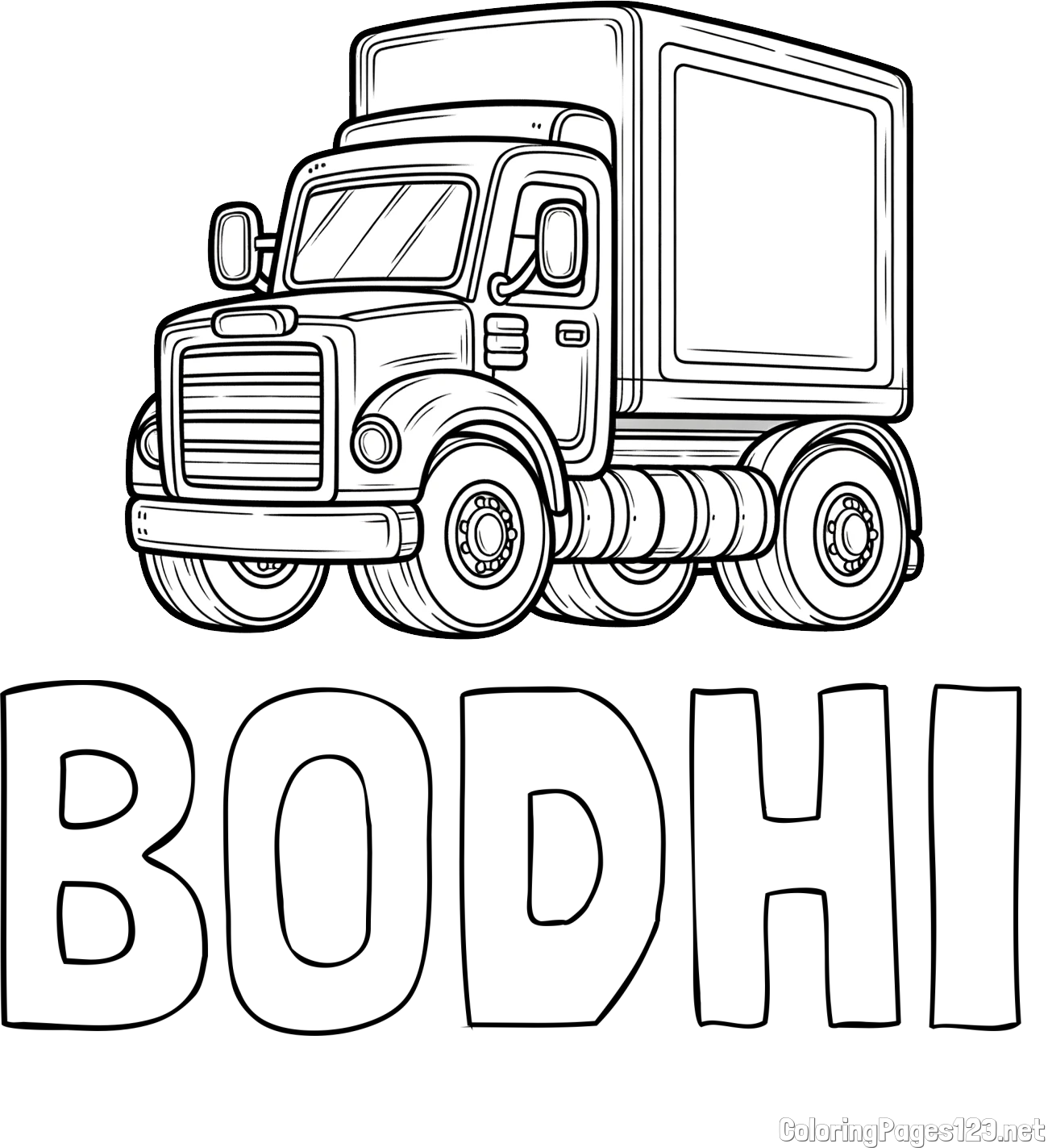 BODHI Coloring Page and Big Truck Coloring Page