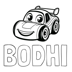 BODHI Coloring Page and Children's Printable Coloring Page of a Racing Car