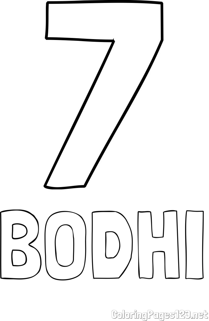 BODHI Coloring Page and Coloring Page of Number Seven (7)