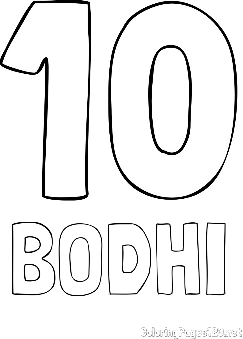 BODHI Coloring Page and Coloring Page of Number Ten (10)
