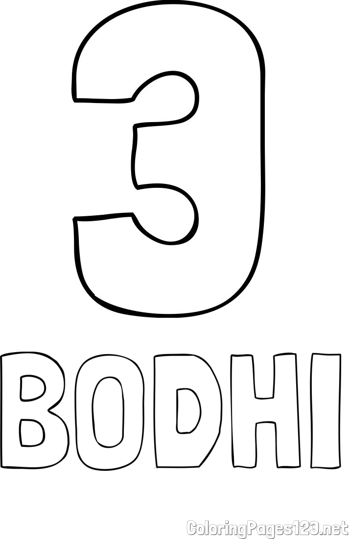 BODHI Coloring Page and Coloring page of number three (3)