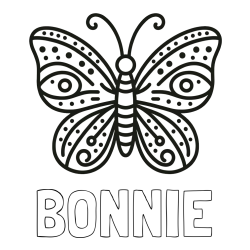 Online Created Coloring Page - BONNIE Coloring Page and Butterfly Coloring Page (Simple)