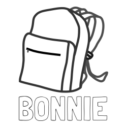Online Created Coloring Page - BONNIE Coloring Page and School Backpack Coloring Page