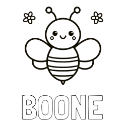 BOONE Coloring Page and Children's Bee Coloring Page