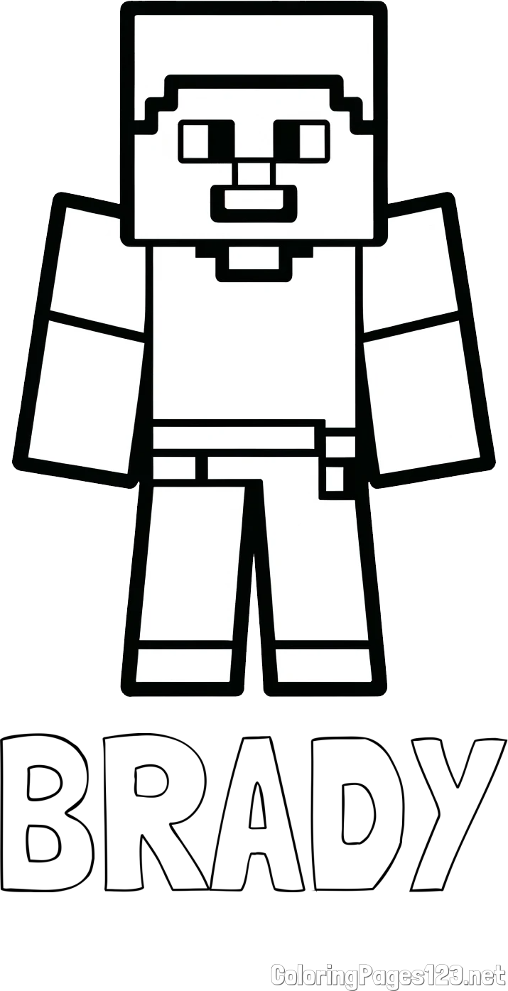 BRADY Coloring Page and Minecraft Steve Coloring Page