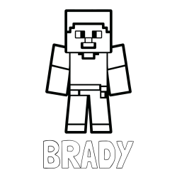 Online Created Coloring Page - BRADY Coloring Page and Minecraft Steve Coloring Page