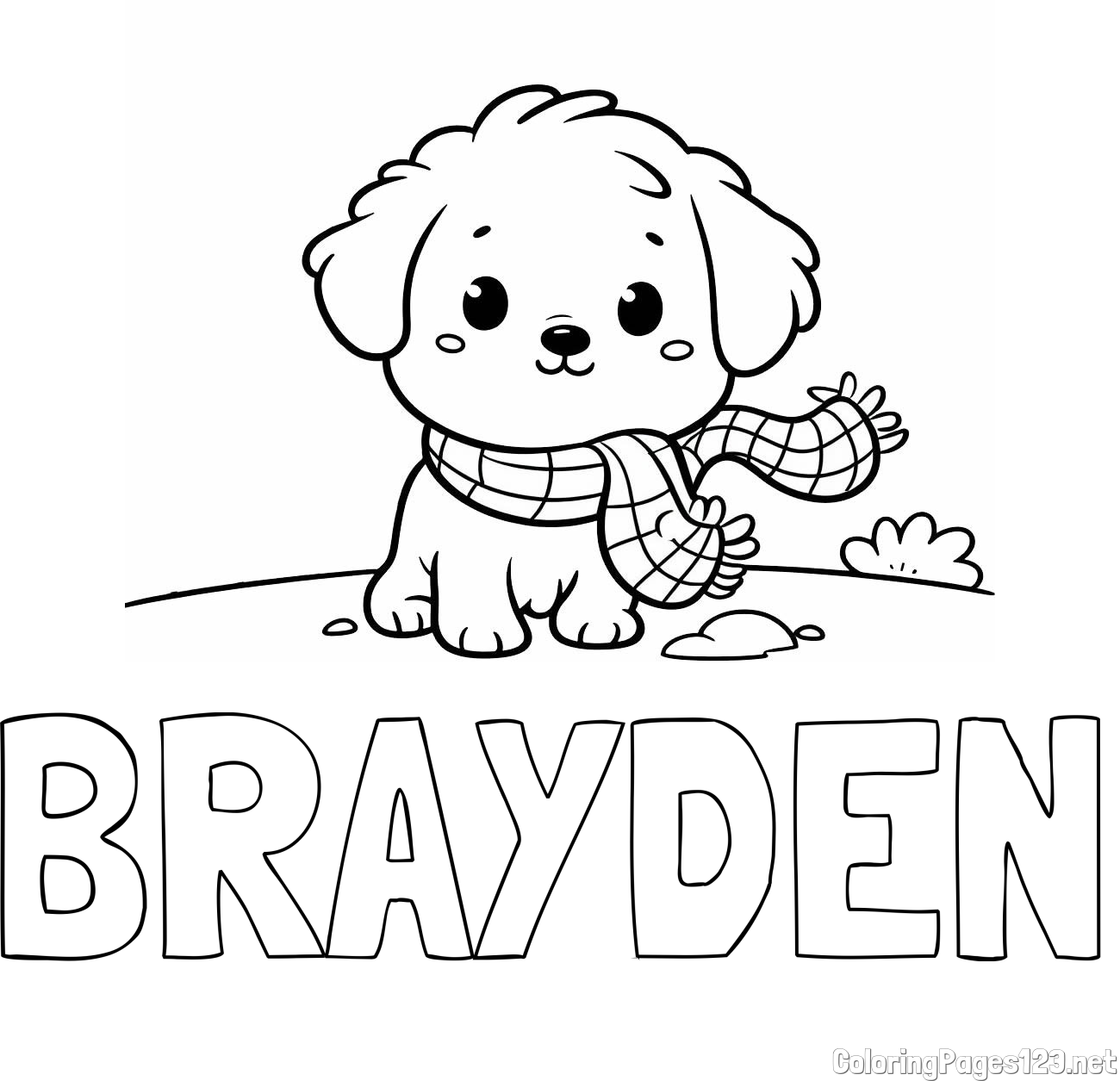 BRAYDEN Coloring Page and Coloring Page of an Adorable Puppy
