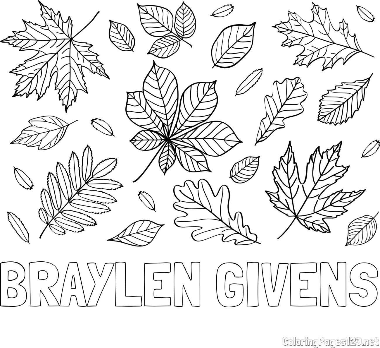 BRAYLEN GIVENS Coloring Page and Autumn Leaves Coloring Page