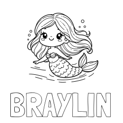 Online Created Coloring Page - BRAYLIN Coloring Page and Coloring Page of a Cute Mermaid