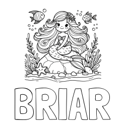 Online Created Coloring Page - BRIAR Coloring Page and Coloring Page of a Cute Little Mermaid