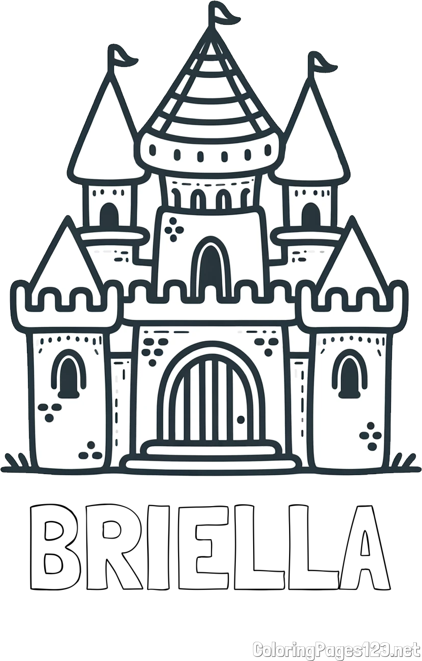 BRIELLA Coloring Page and Beautiful Castle Coloring Page for Kids