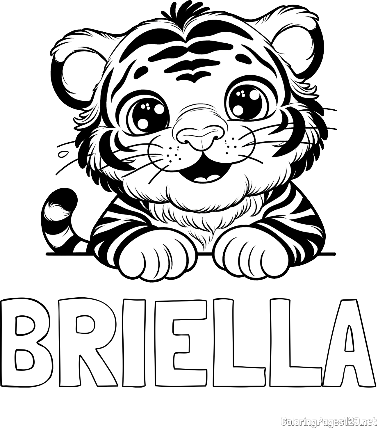 BRIELLA Coloring Page and Tiger Cub Coloring Page