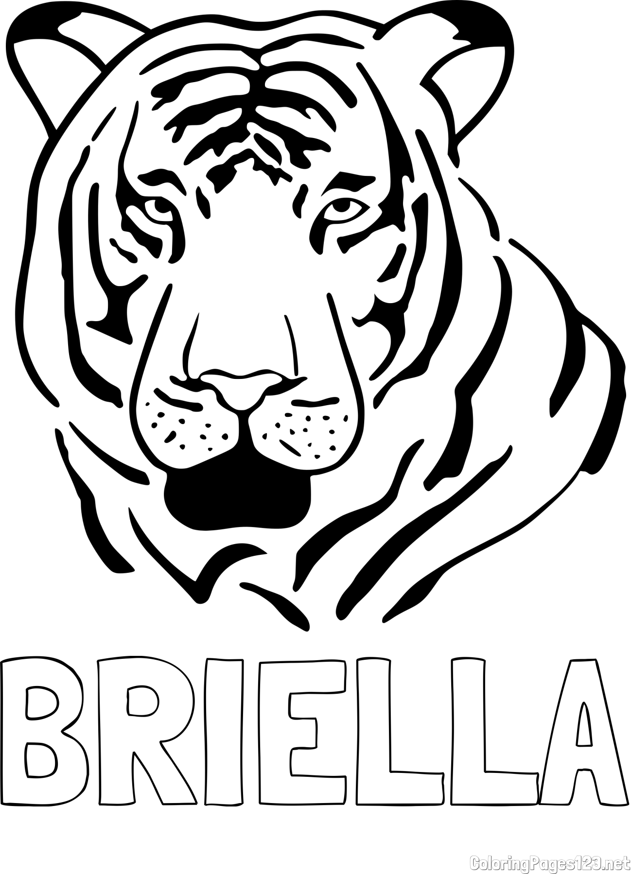 BRIELLA Coloring Page and Tiger Head Coloring Page