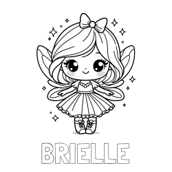 Online Created Coloring Page - BRIELLE Coloring Page and Coloring Page of a Magical Fairy with a Cute Face
