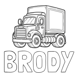 Online Created Coloring Page - BRODY Coloring Page and Big Truck Coloring Page