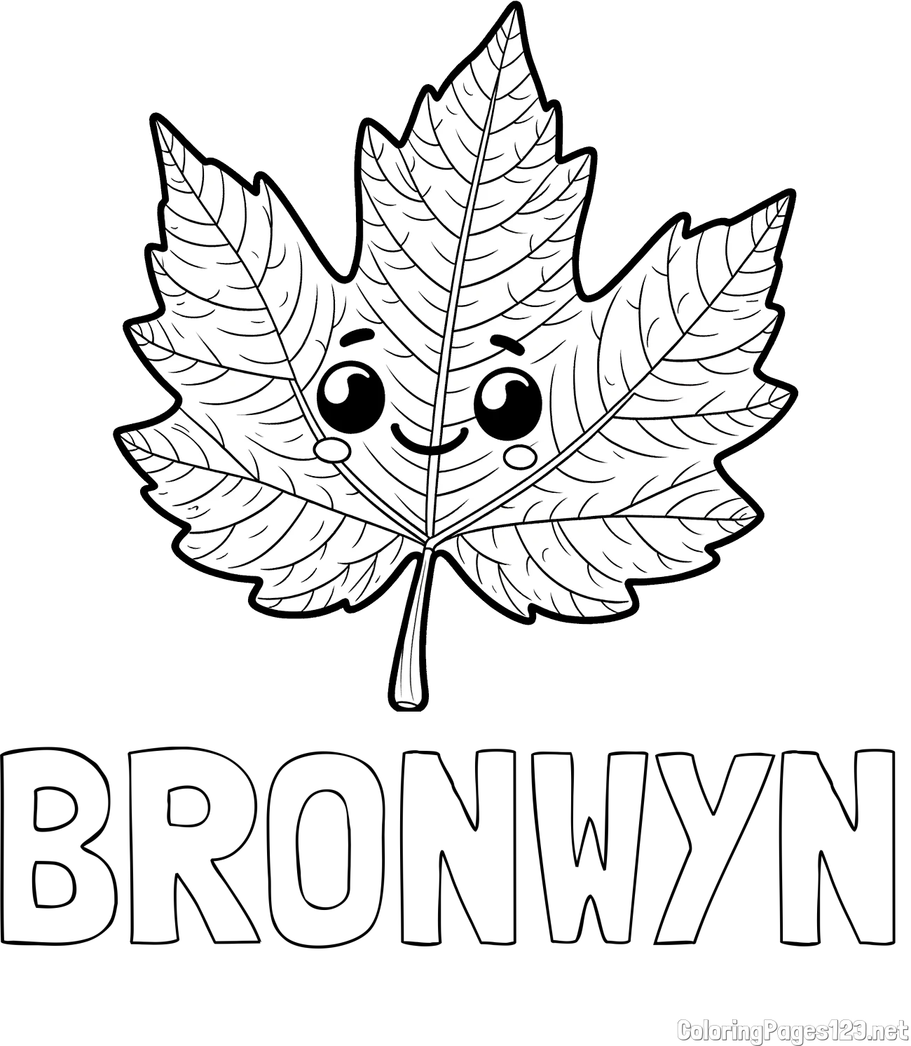 BRONWYN Coloring Page and Smiling Leaf Coloring Page for Kids