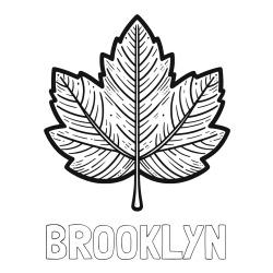 Online Created Coloring Page - BROOKLYN Coloring Page and Autumn Leaf Coloring Page