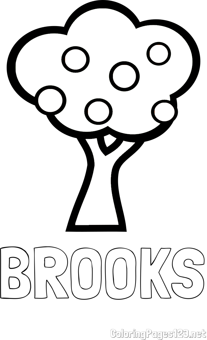 BROOKS Coloring Page and Apple Tree Coloring Page