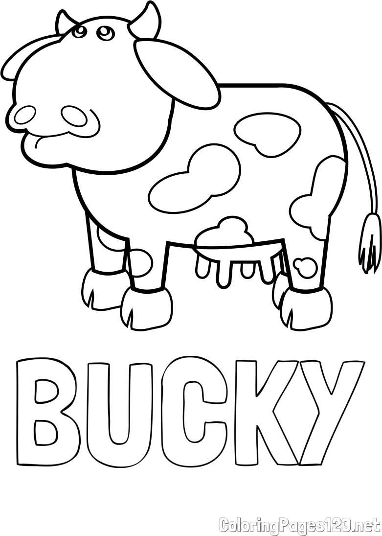 BUCKY Coloring Page and Cute and Funny Cow Coloring Page